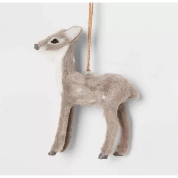 Target Faux Fur Grey Deer Christmas Tree Ornament Gray with Spots Wondershop™ - Picture 2 of 11